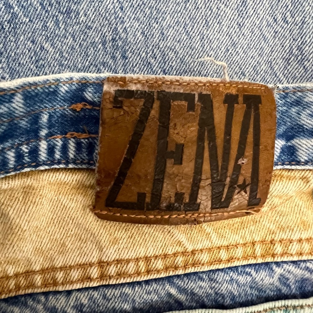 Vintage Zena Size 2 Blue Acid Wash Rainbow Colorful Pockets Straight Leg Jeans - Picture 9 of 9